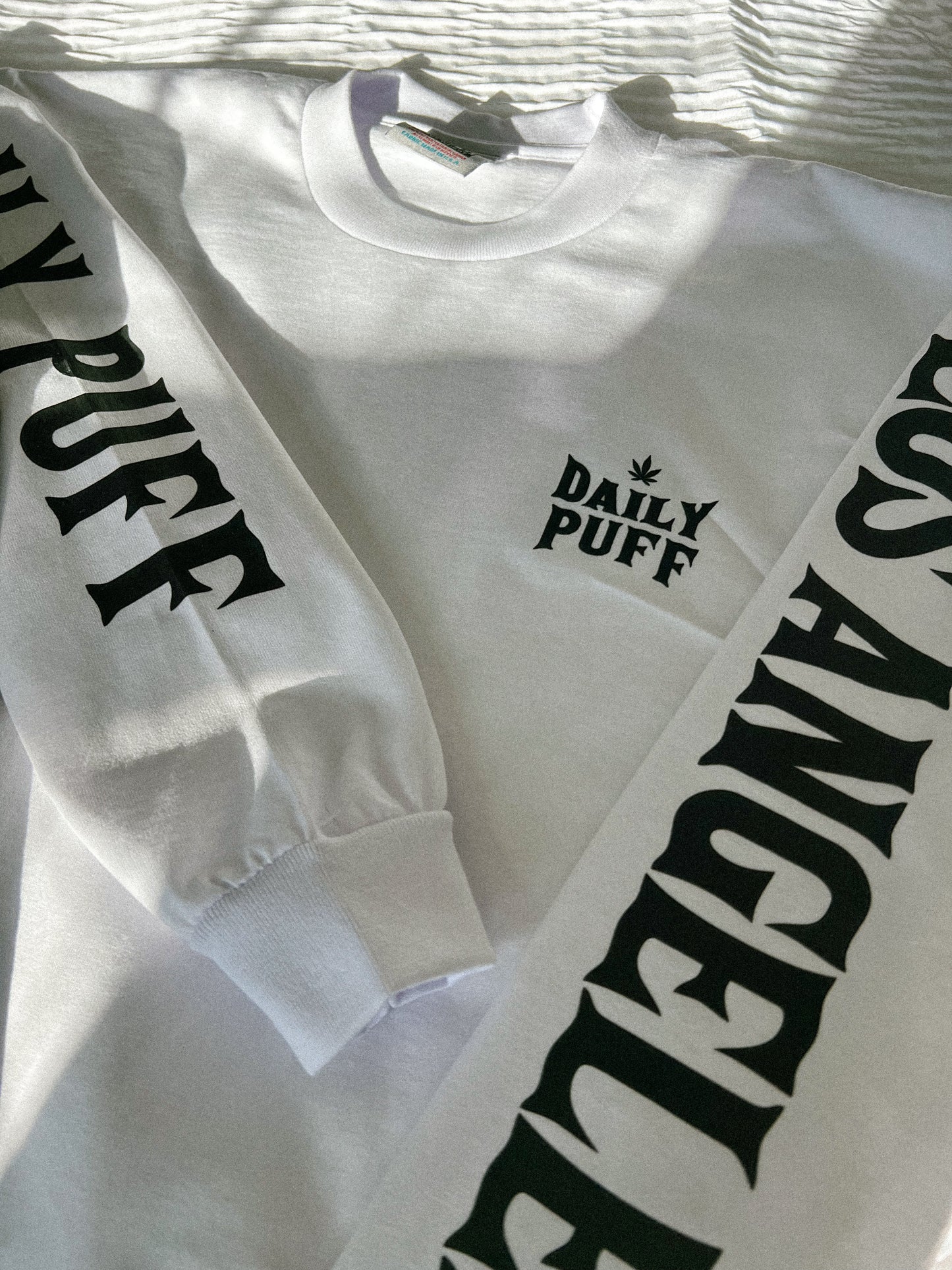 DAILY PUFF PREMIUM LONG SLEEVE | WHITE OG LOGO | 6.5 OZ 100% US COTTON