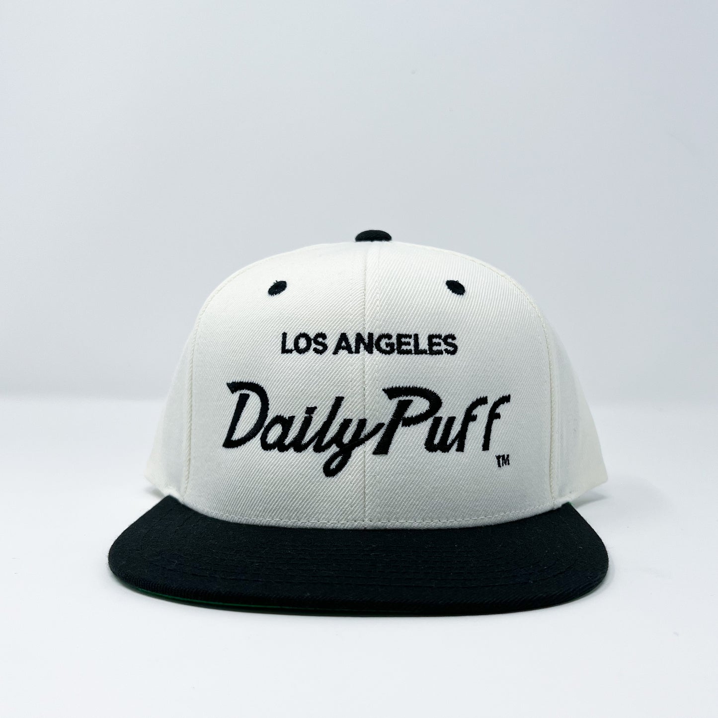 DAILY PUFF SCRIPT 2-TONE BLACK AND WHITE PREMIUM SNAPBACK