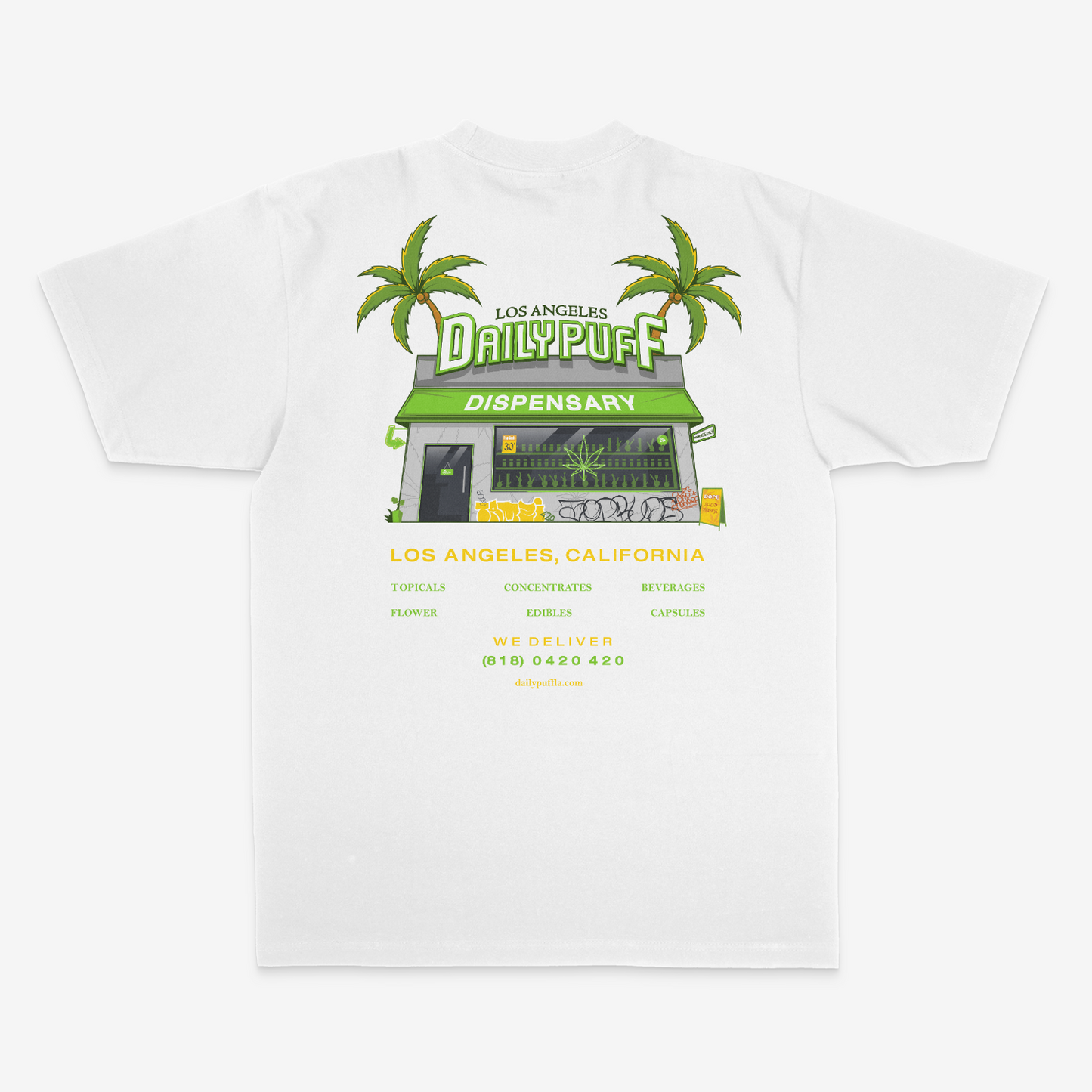 DAILY PUFF PREMIUM HEAVYWEIGHT TEES V4 WHITE | SHAKA WEAR 100% US COTTON